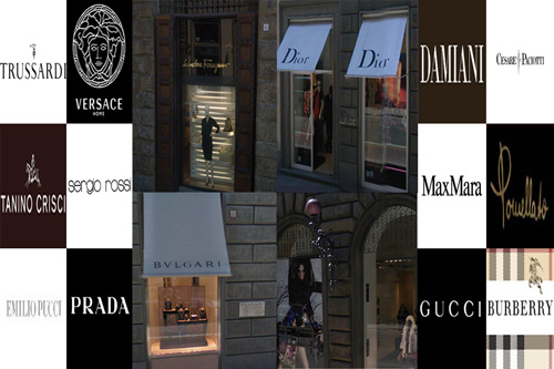 Fashion streets in Florence, Italy: Via Tornabuoni